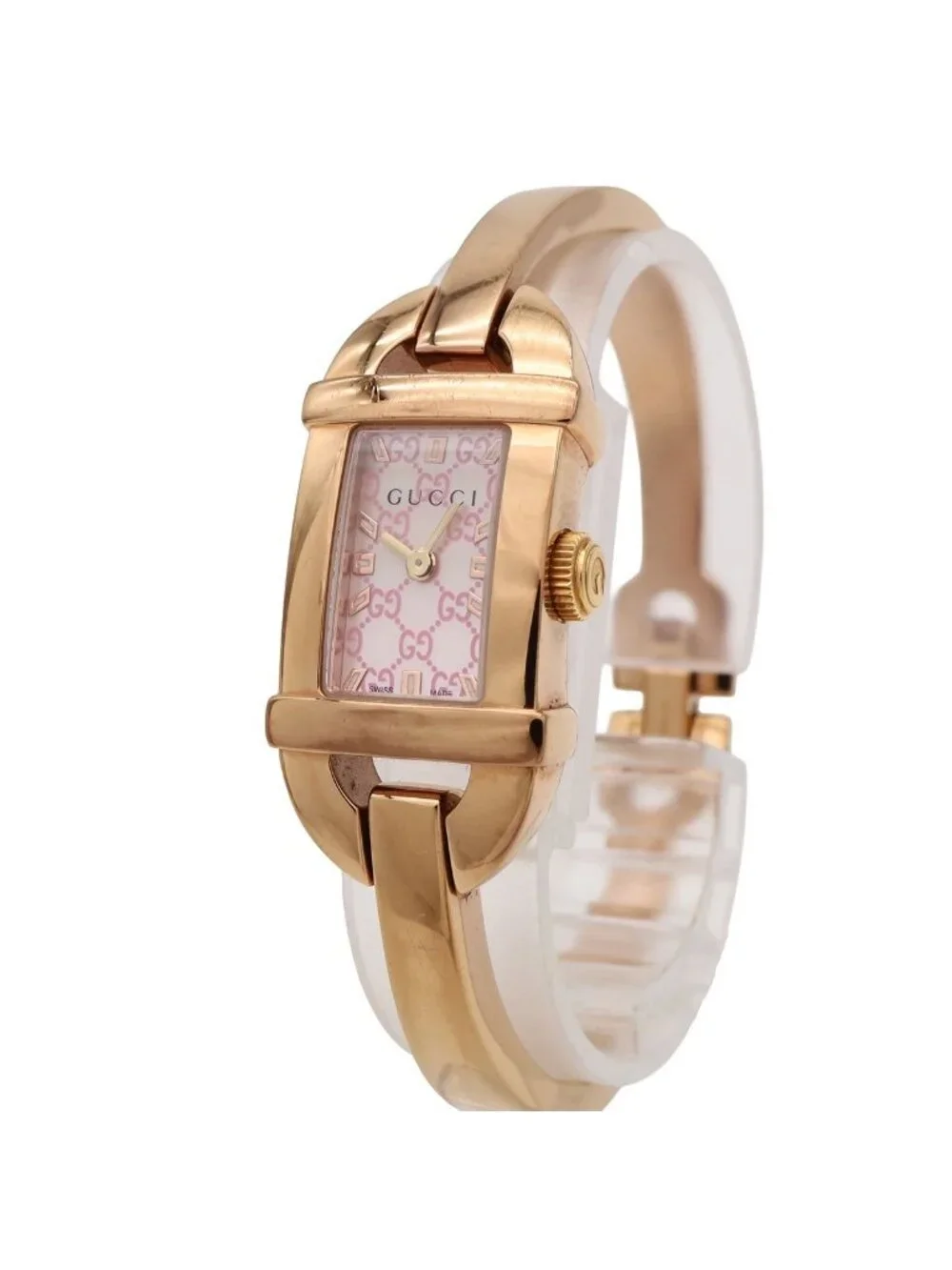 Gucci Bangle Watch Pink Shell Dial Sherry Line Pgp Quartz
